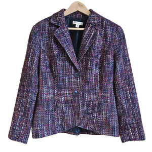 Coldwater Creek Multicolor Tweed Blazer Lined Women's Size 12